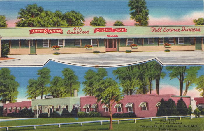 Hillcrest Motel and Restaurant - Old Postcard Photo